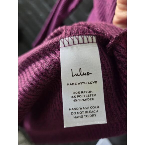 Lulu's Long Sleeved Mauve Purple Fit And Flare Soft Ribbed Skater Dress size L - Picture 5 of 5